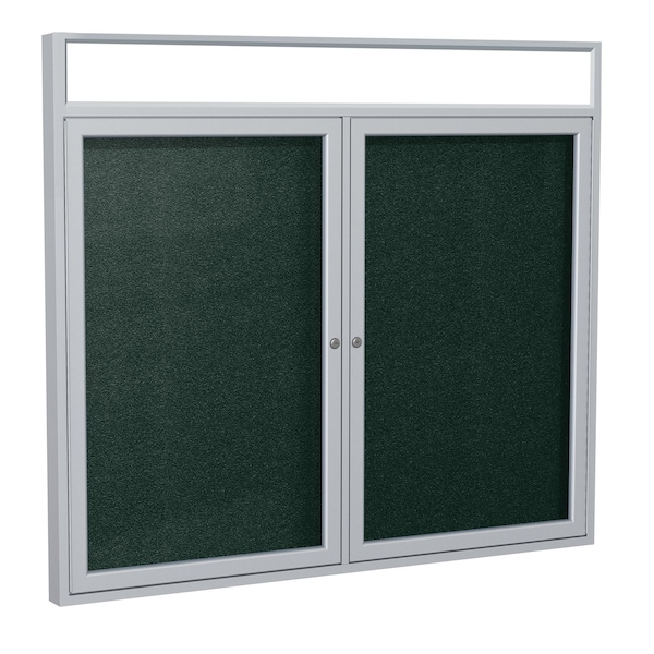 Enclosed Bulletin Board, 2 Door, Vinyl, Hdlnr Frame, 3 ft H x 4 ft W, Ebony